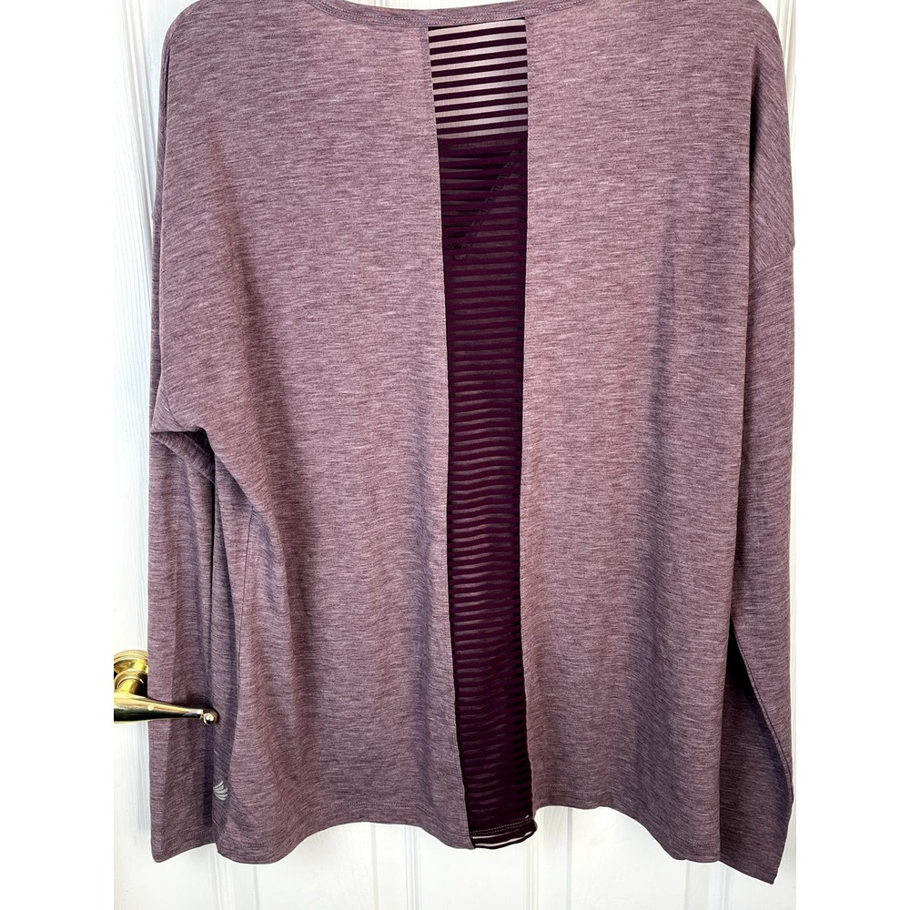Free2B women's long sleeve top with mesh detail in heathered purple, size XXL - Picture 4 of 9